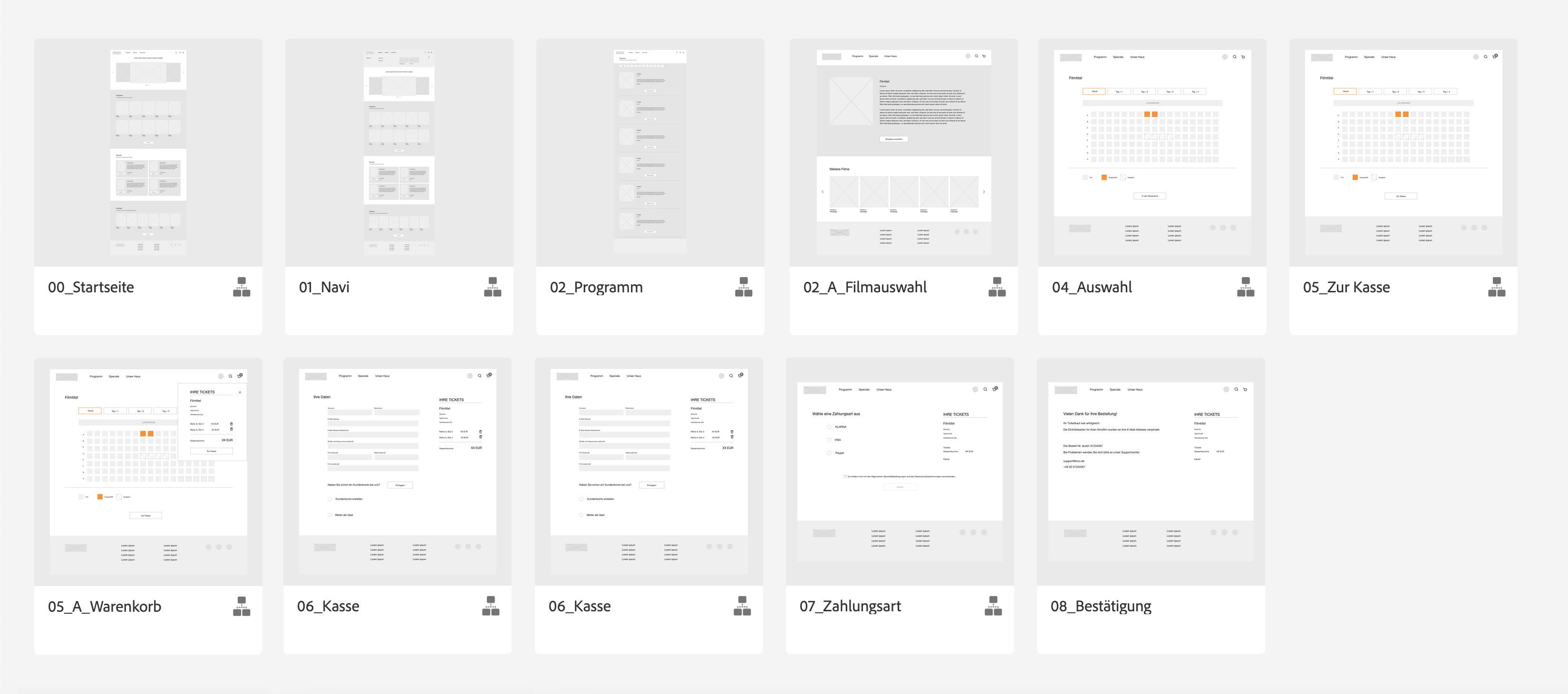 Digitale Wireframes Kino